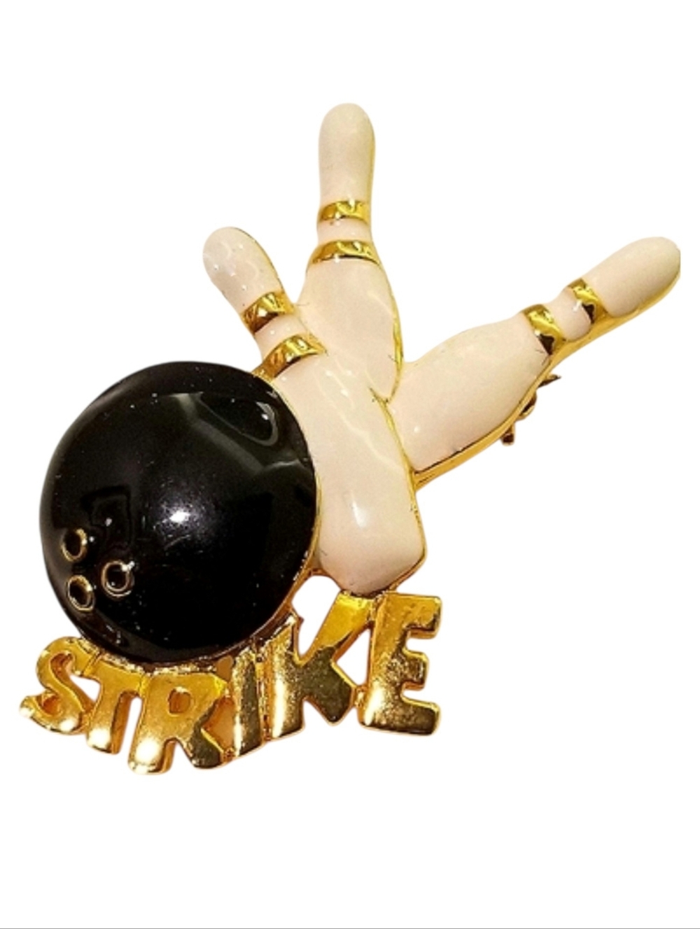 Vintage Bowling Ball STRIKE Brooch Ball & Pins Unique Style 1980's - 1990's